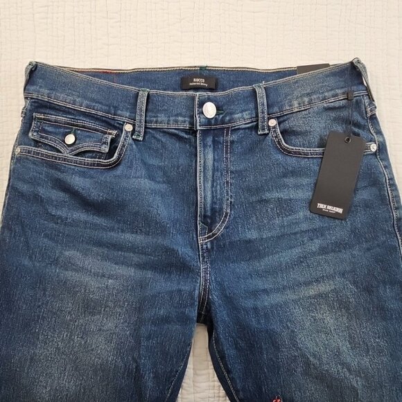 True Religion Rocco Jeans Men's 33x32 NWT Flap Pockets Green Contrast Stitch NEW - Picture 7 of 16